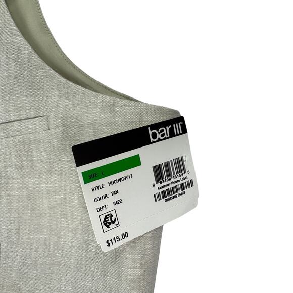 Bar III Mens Slim Fit 100% Linen Suit Vest Tan Beige L - Picture 2 of 4
